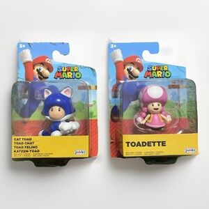 Todette & Cat Toad Super Mario Jakks Pacific 2.5" Figures 2022 Nintendo Lot of 2